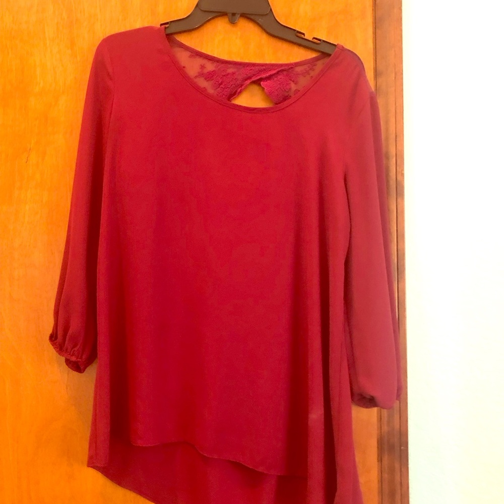 Maroon Open Back 3/4 Sleeve blouse